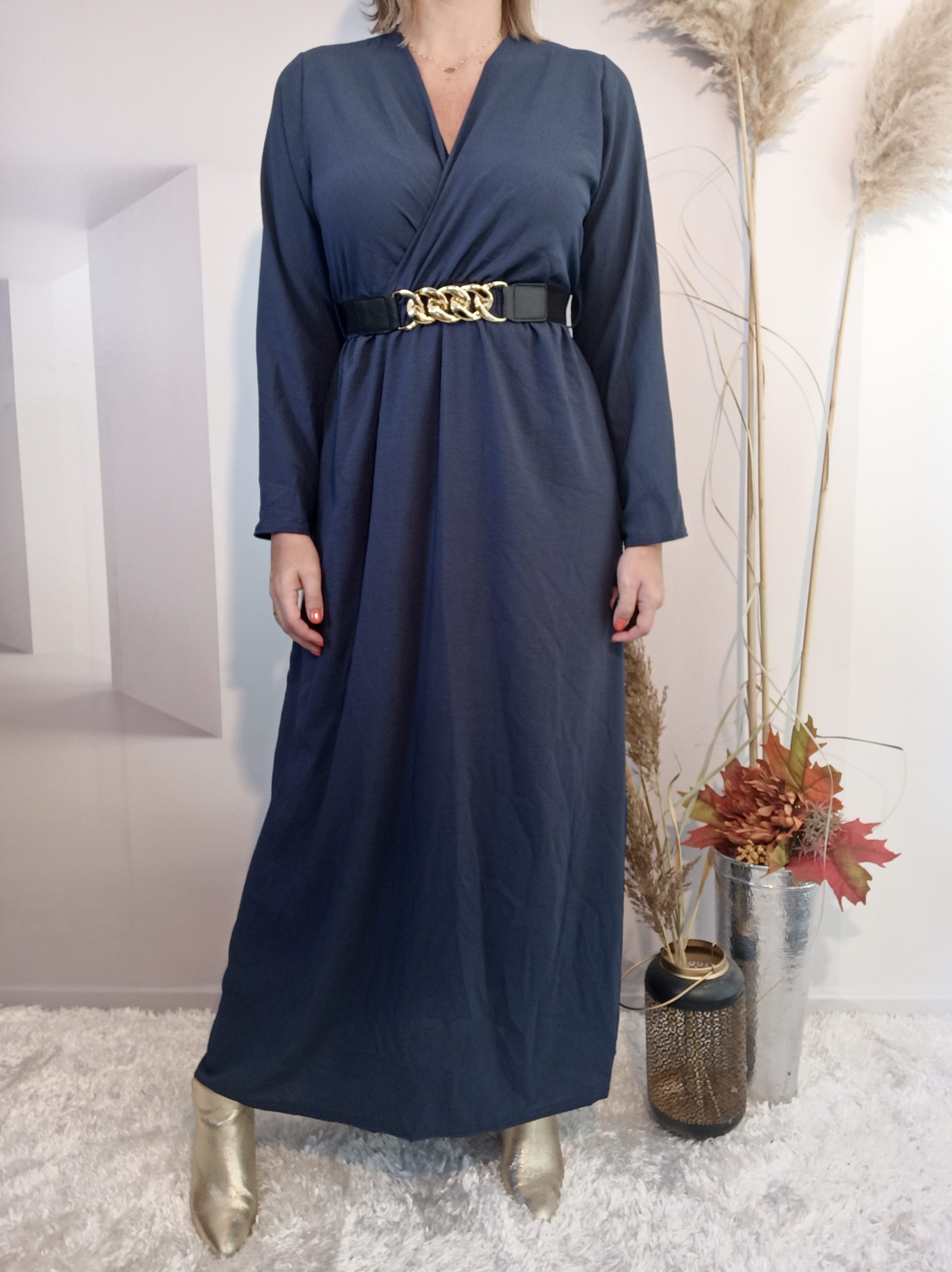Robe Longue Ceinture Marine