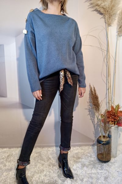 Pull Bouton Bleu Jean
