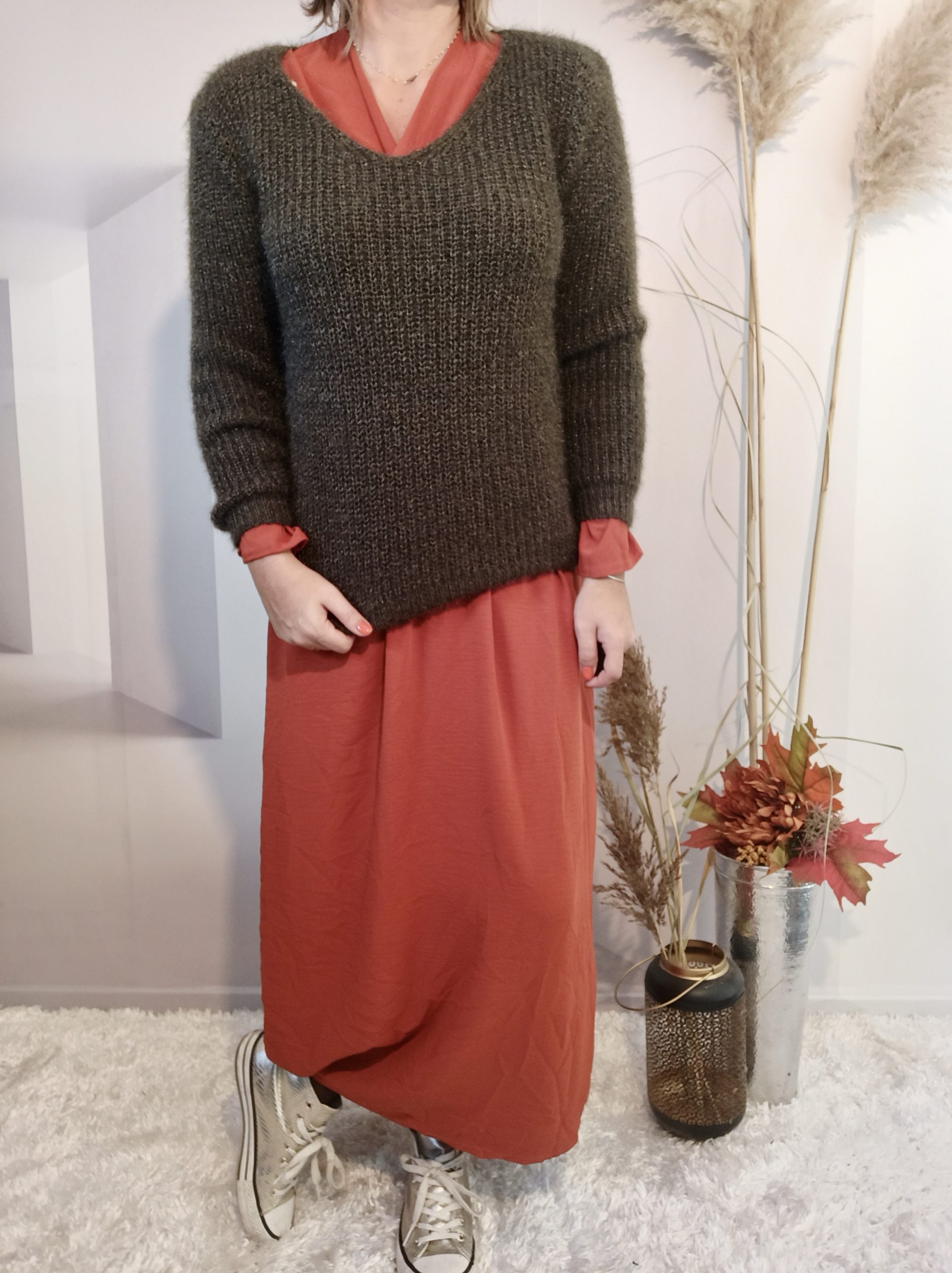 Robe Longue Ceinture Rouille – Image 2