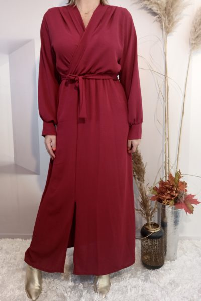 Robe Longue Fendue Bordeau