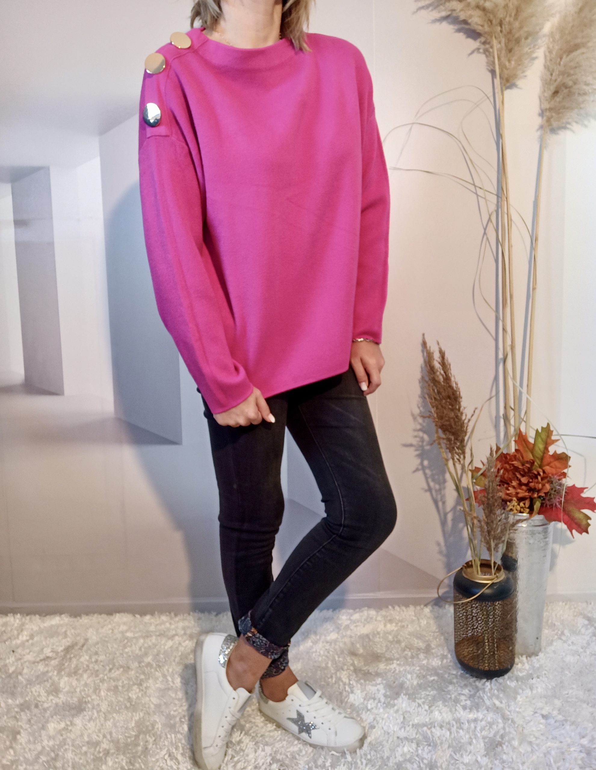 Pull Bouton Fushia – Image 2