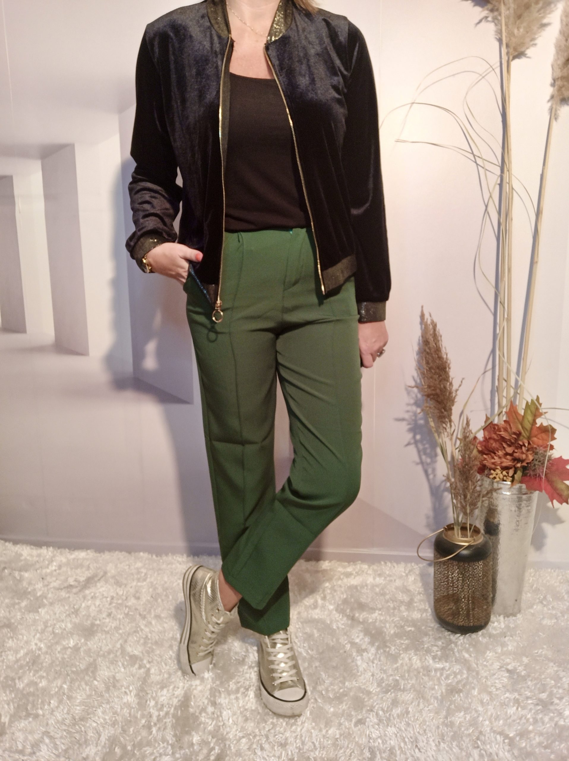 Pantalon Taille Haute Vert Sapin – Image 2