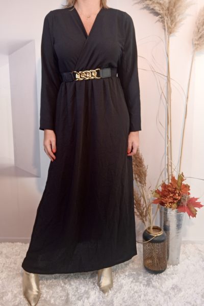 Robe Longue Ceinture Noir