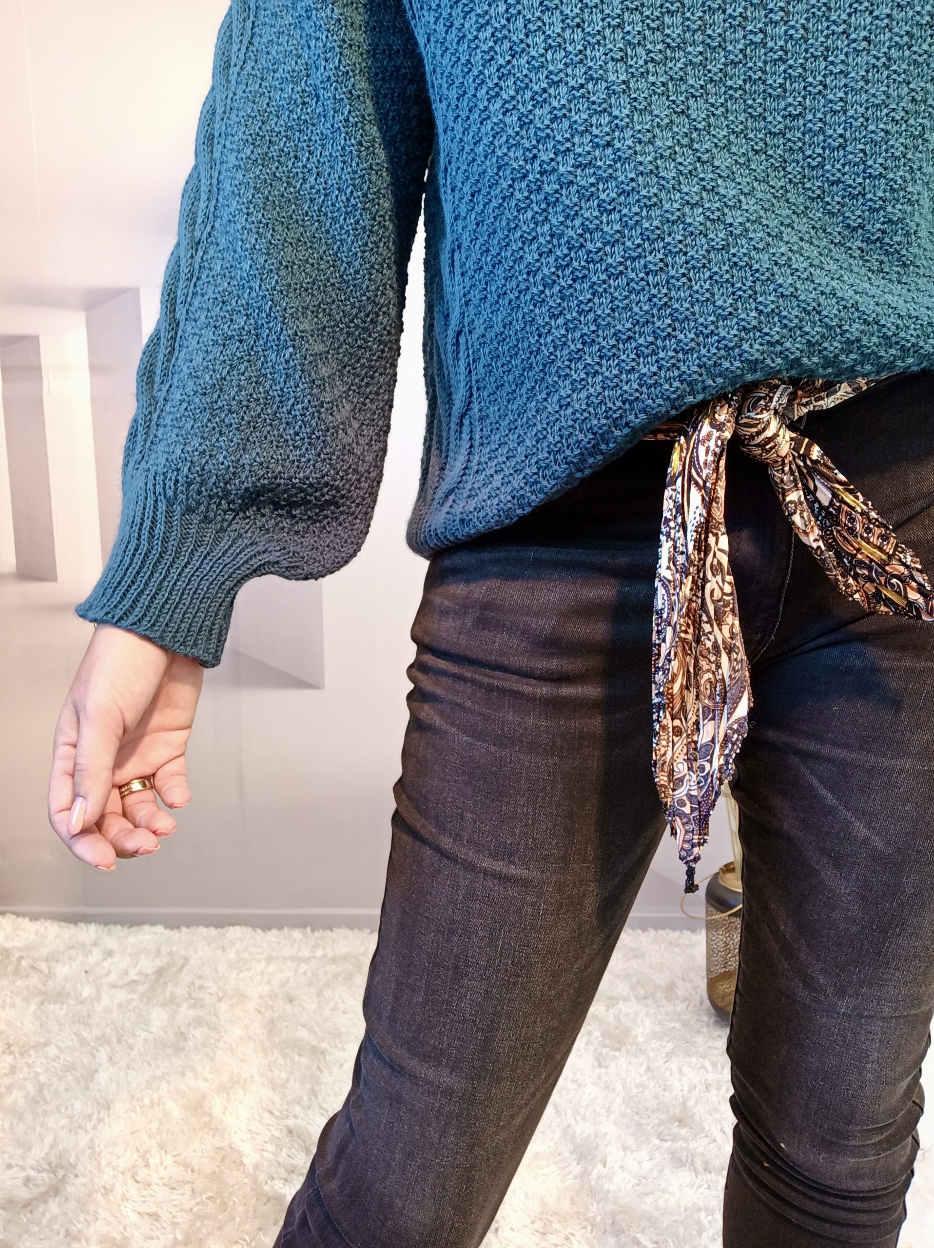 Pull Torsades Bleu Canard – Image 4