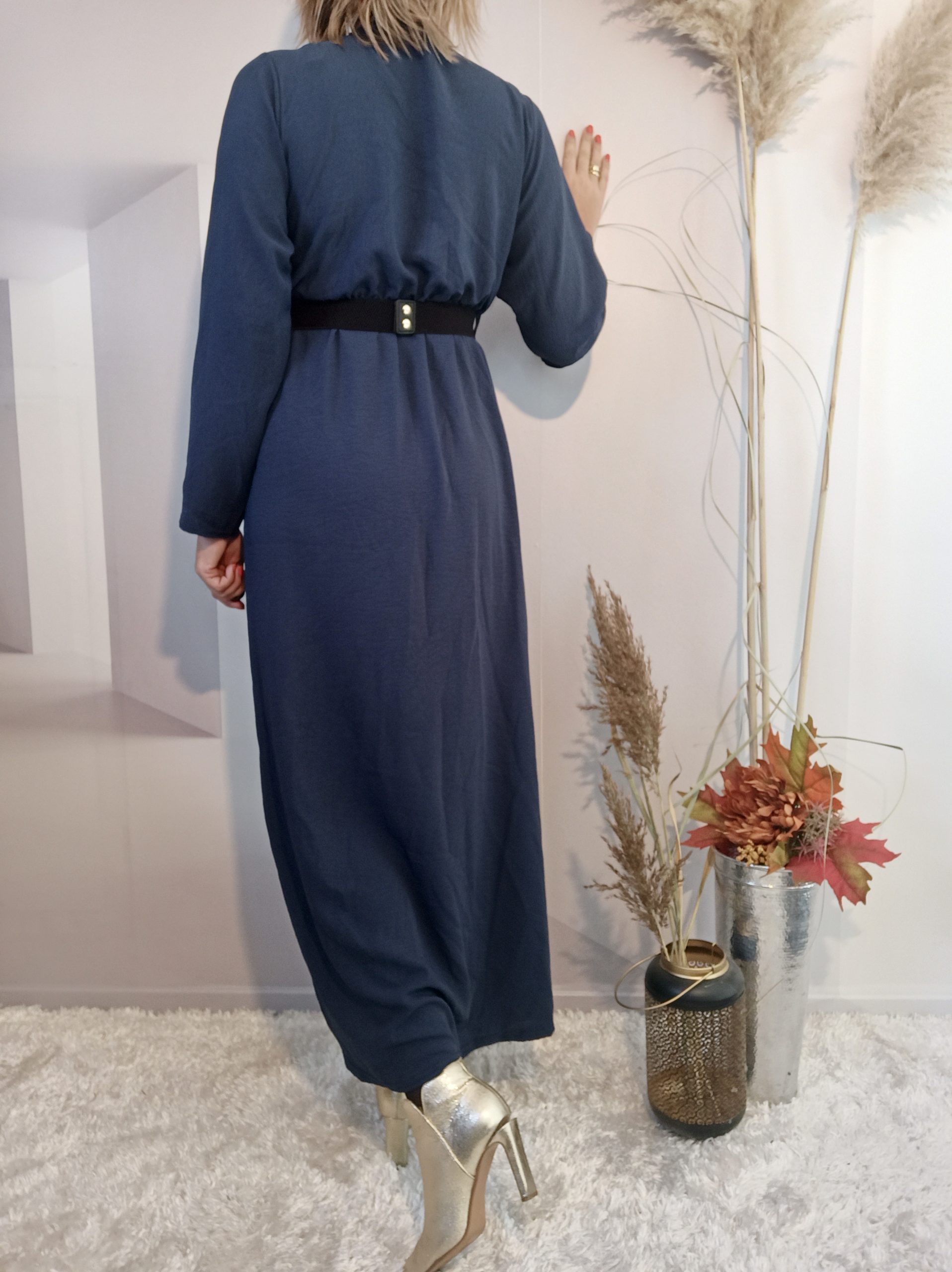 Robe Longue Ceinture Marine – Image 3