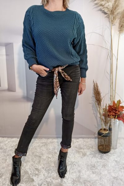 Pull Torsades Bleu Canard