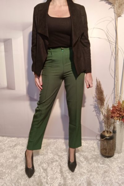 Pantalon Taille Haute Vert Sapin
