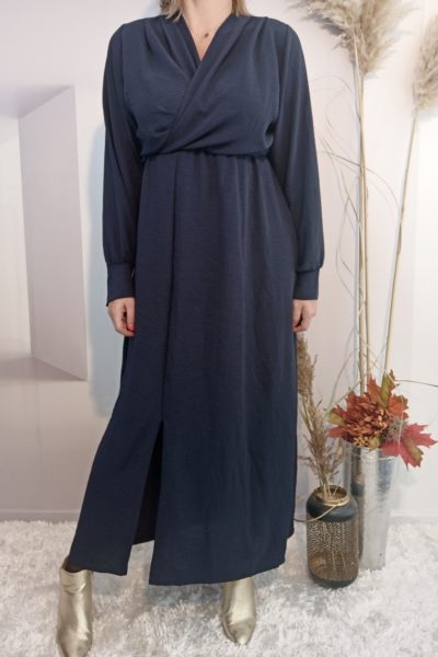 Robe Longue Fendue Marine