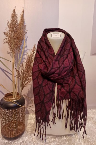 Echarpe Franges Bordeau