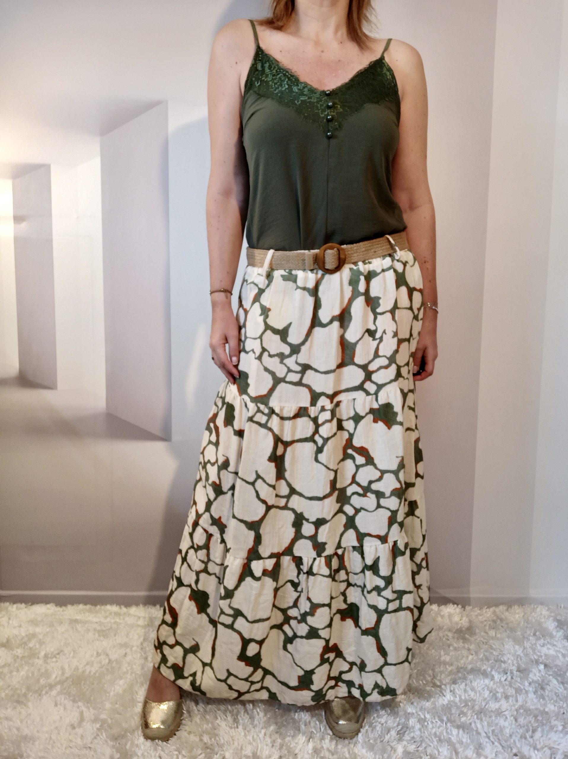 Débardeur Dentelle Kaki