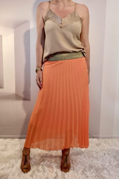 Jupe Plissée Orange