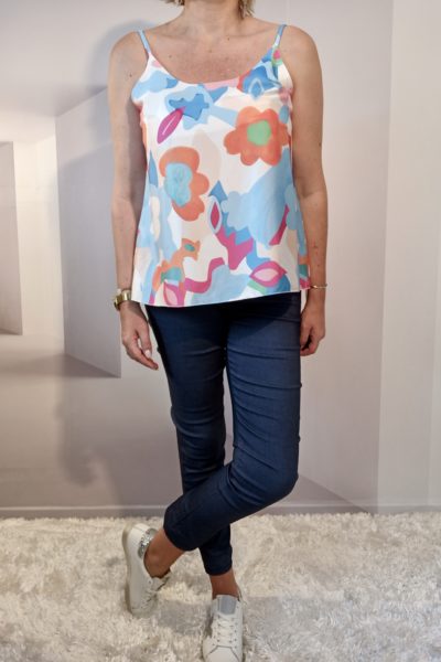 Débardeur Fleurs Bleu