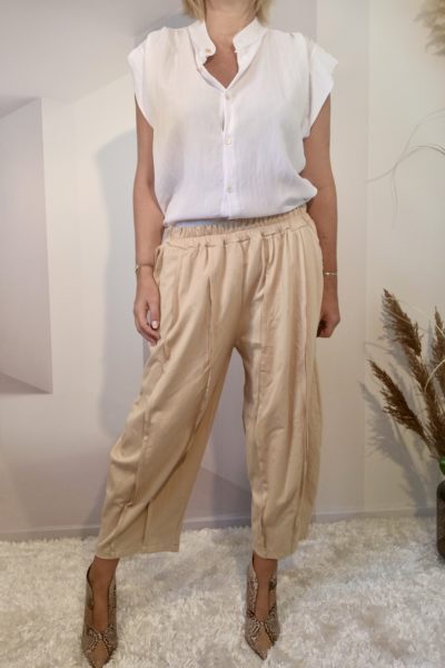 Pantalon Large Beige