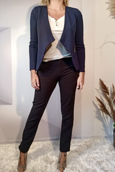 Blazer Gaufré Bleu Marine